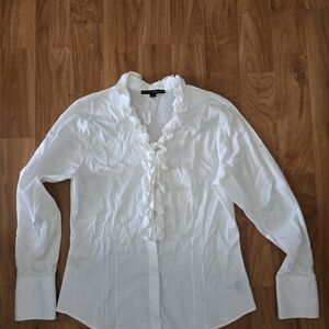 Antonio Melani dress shirt, with elegant buttons and ruffles, in white, size L